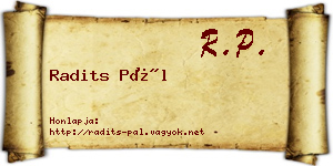 Radits Pál névjegykártya