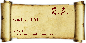 Radits Pál névjegykártya